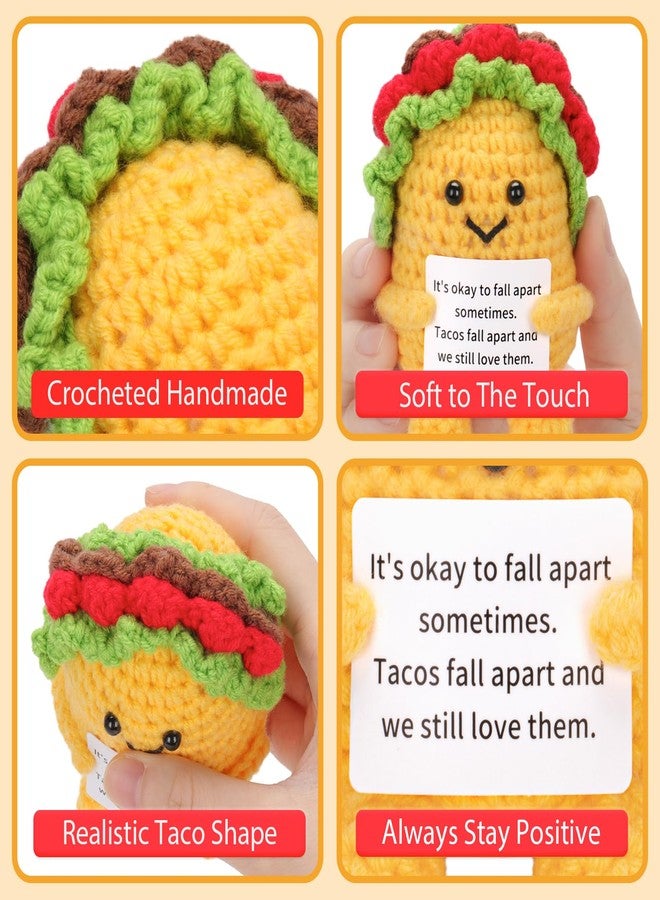 A AIFAMY Positive Crochet Taco, Funny Emotional Taco, Cute Crochet Potato Partner Toy with Positive Card Funny Gag Gifts for Best Friend Birthday Christmas - Image 3